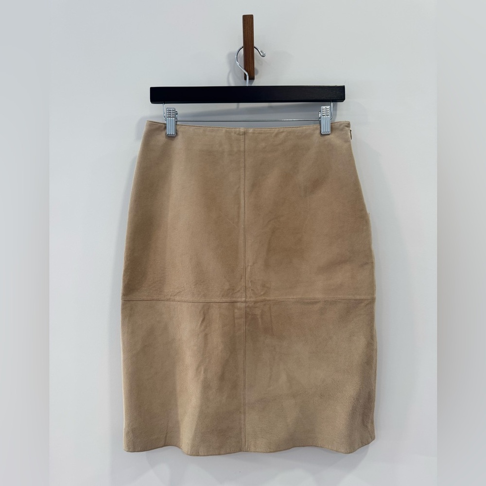 Wilson’s Vintage Suede Pencil Midi Skirt Tan Beige 8